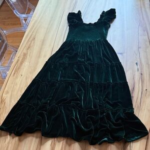 Hill House Dark Green Velvet Dress